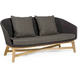 Gartensofa Coachella aus Teak und Aluminium, skandinavisch, anthrazit, inkl. Kissen