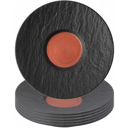 Villeroy & Boch Multipack Manufacture Rock Glow Café au lait Untertasse - 6 Stück, Untertasse, Schwarz, Mehrfarbig, Kupfer
