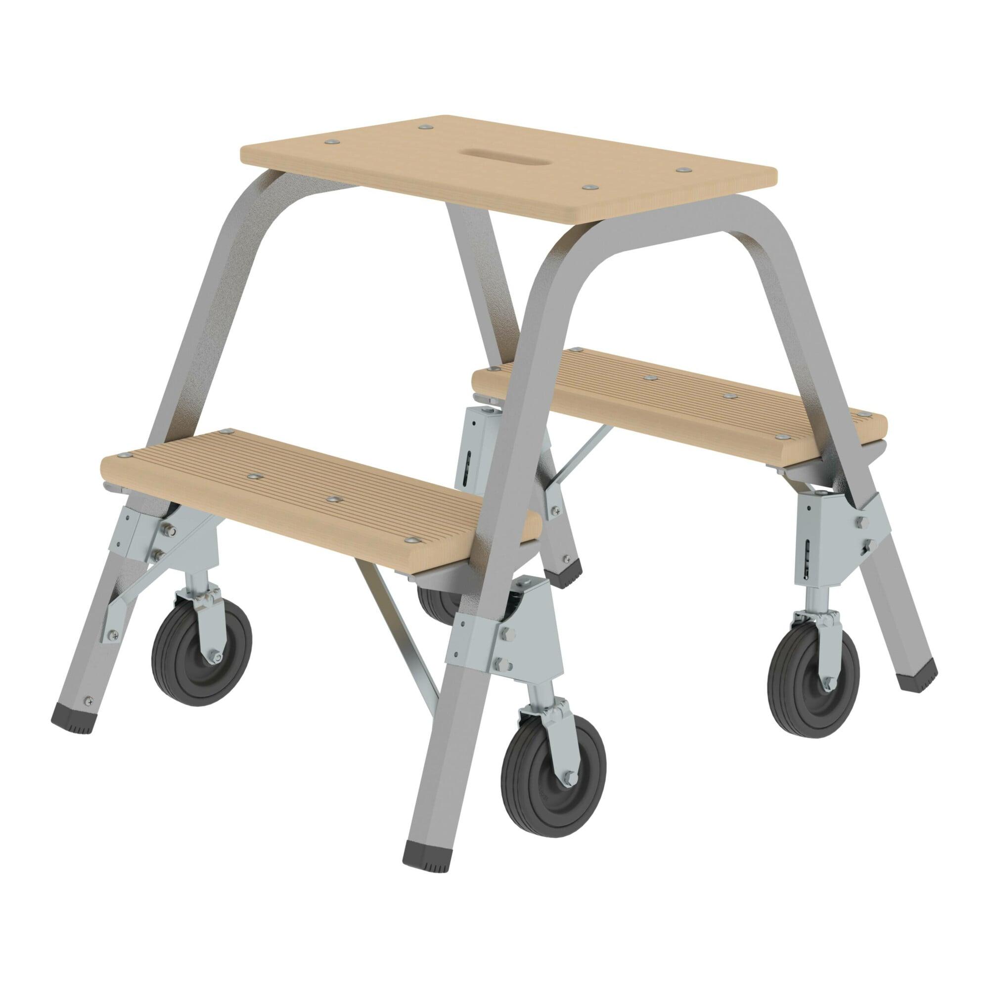 MUNK Stahl-Holz-Tritt Brems-Bockrollen 2 Stufen (039012)