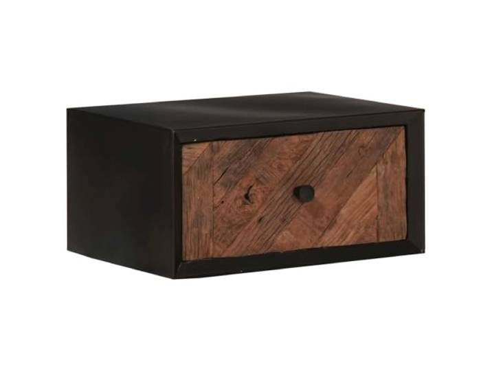 Tmriohed Nachttisch Wandmontage aus Altholz mit Schublade Natur 40x30x20 cm Platzsparendes Schweberegal fürs Schlafzimmer aus recyceltem Massivholz mit Schublade für Abstellfläche neben dem Bett.