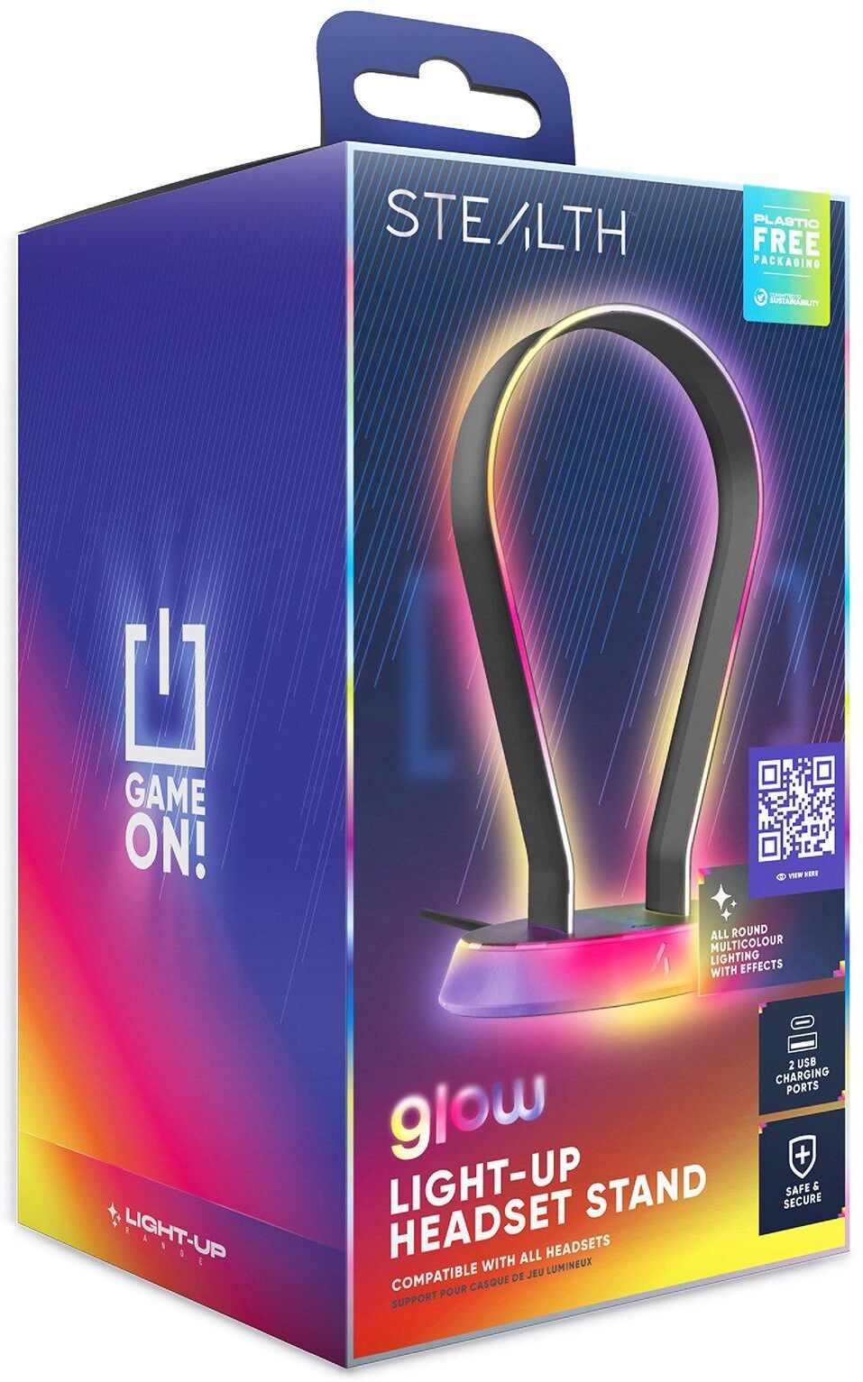 Stealth Glow Light-Up Gaming Headset Stand for Black, USB Connectivity, RGB Lighting, Compatible with Gaming Consoles and PC