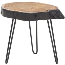 Massivholz Beistelltisch, Industrial-Stil, Handgefertigt, Baumkante Design. 40x32x40 cm | Kadima Design