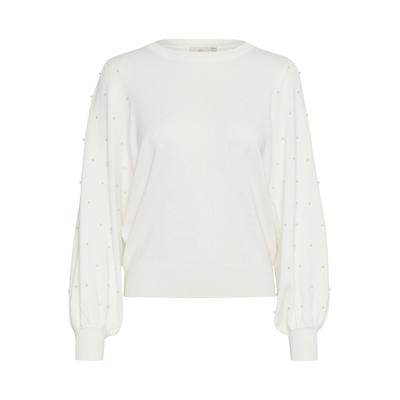 Strickpullover KAFFE "Damen Strickpullover KAkaren", Damen, Gr. XL, weiß (chalk), Obermaterial: 80% Viskose CV. 20% Nylon NY., Pullover Strickpullover