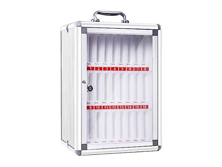 6/12/24/36/48/60-Slot-Handy-Aufbewahrungsschrank, Tragbarer Handy-Schrank, Abschließbare Telefon-Sicherheitsbox, Für Schule, Fabrik, Prüfung, Arbeit (Color : Silver, S : 24)