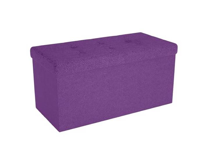 INTIRILIFE Faltbare Sitzbank 76x38x38 cm in Nebel LILA - Sitzwürfel mit Deckel und Stauraum aus Stoff mit Mulden - Sitzcube Fußablage klappbare Aufbewahrungsbox Truhe Sitzhocker