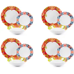 Excelsa Geschirrset 12-Teiliges Oriental Spring Porzellan Bunt
