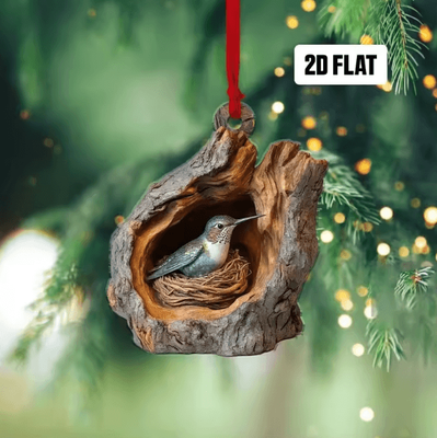 Uplift Curations Acrylic Woodland Animal Tree Trunk Ornaments Cute Bunny, Owl & Hedgehog Christmas Hanging Decor a
