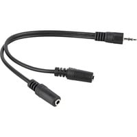 Kabel 3,5mm-Stecker > 2x 3,5mm-Kupplung schwarz, 20cm, stereo