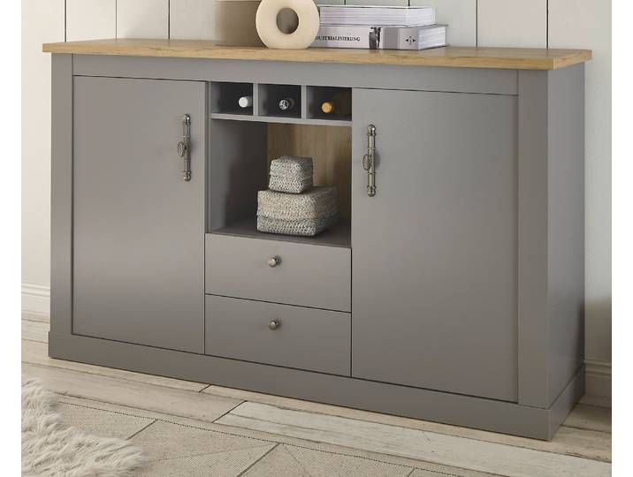 Sideboard \ Rideau\ in grau und Eiche Landhaus Kommode 166 x 100 cm