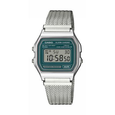 Chronograph CASIO VINTAGE, silberfarben, petrol, Armbanduhren, Damen, Chronograph, Quarzuhr, Armbanduhr, Damenuhr, Herrenuhr, Edelstahlarmband, digital