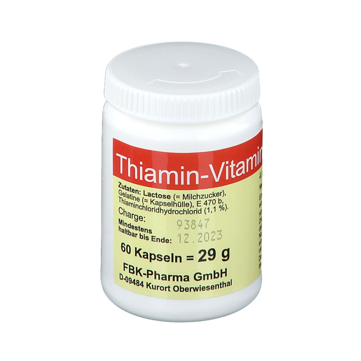 Thiamin Kapseln Vitamin B1 60 St