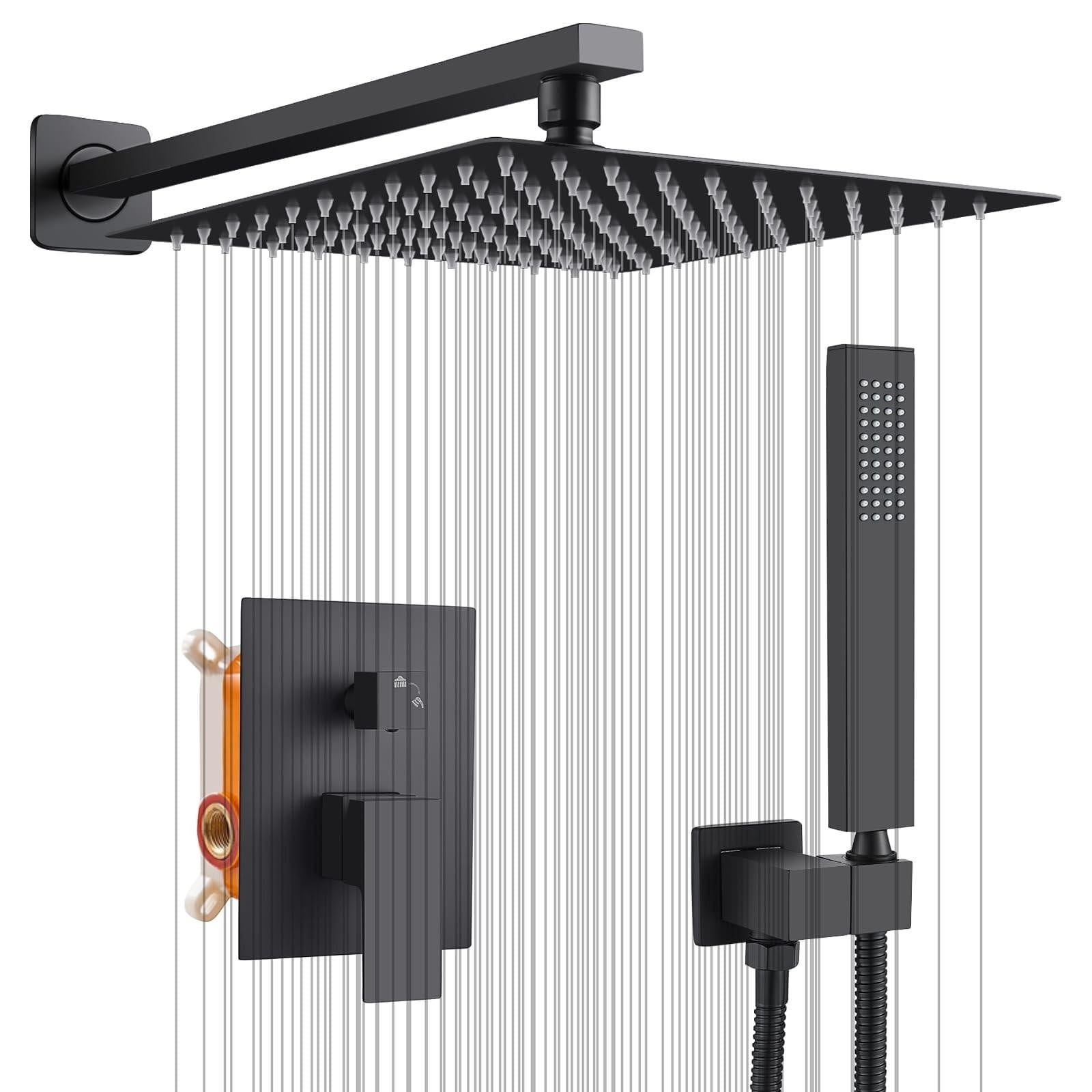 Inbouw Douche Set met Zwarte Douchekop van 10 Inch