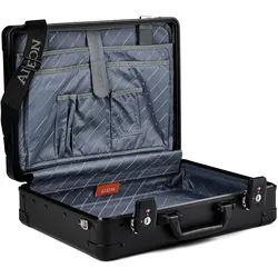 Aleon Attache Aktenkoffer 43 cm Laptopfach (17"), Notebooktasche, Schwarz
