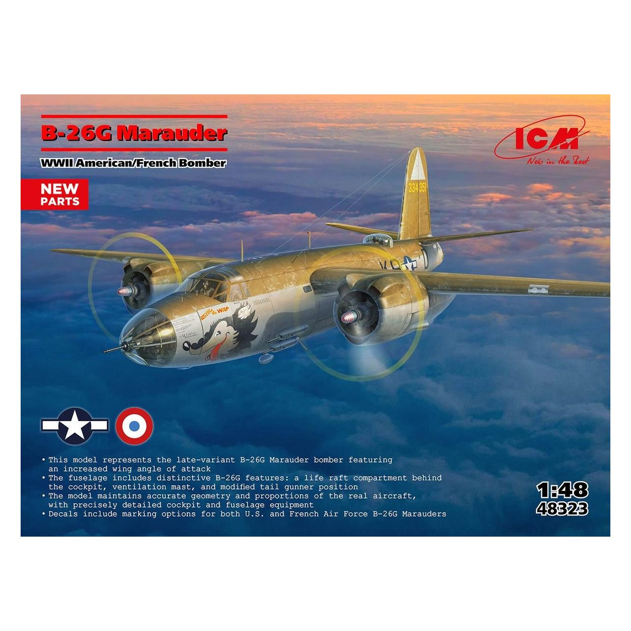 ICM 1:48 48323 Martin B-26G Marauder - WWII Amerikaans/Frans Bommenwerper - Propeller (48323)
