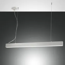 Balkenförmige Next LED Pendelleuchte mit Dimmer in Weiß 142cm mit Ober- & Unterlicht von Fabas Luce