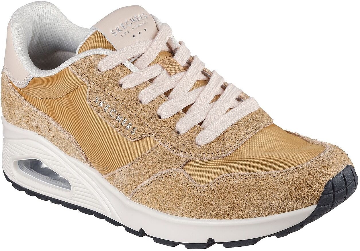 Sneaker SKECHERS "UNO-VINTAGE DAYZ", Damen, Gr. 41, Textil, gelb, Textil, Veloursleder, Schuhe Sneaker, Keilsneaker, Plateausneaker, Schnürschuh im Vintage-Look gelb 41, Textil