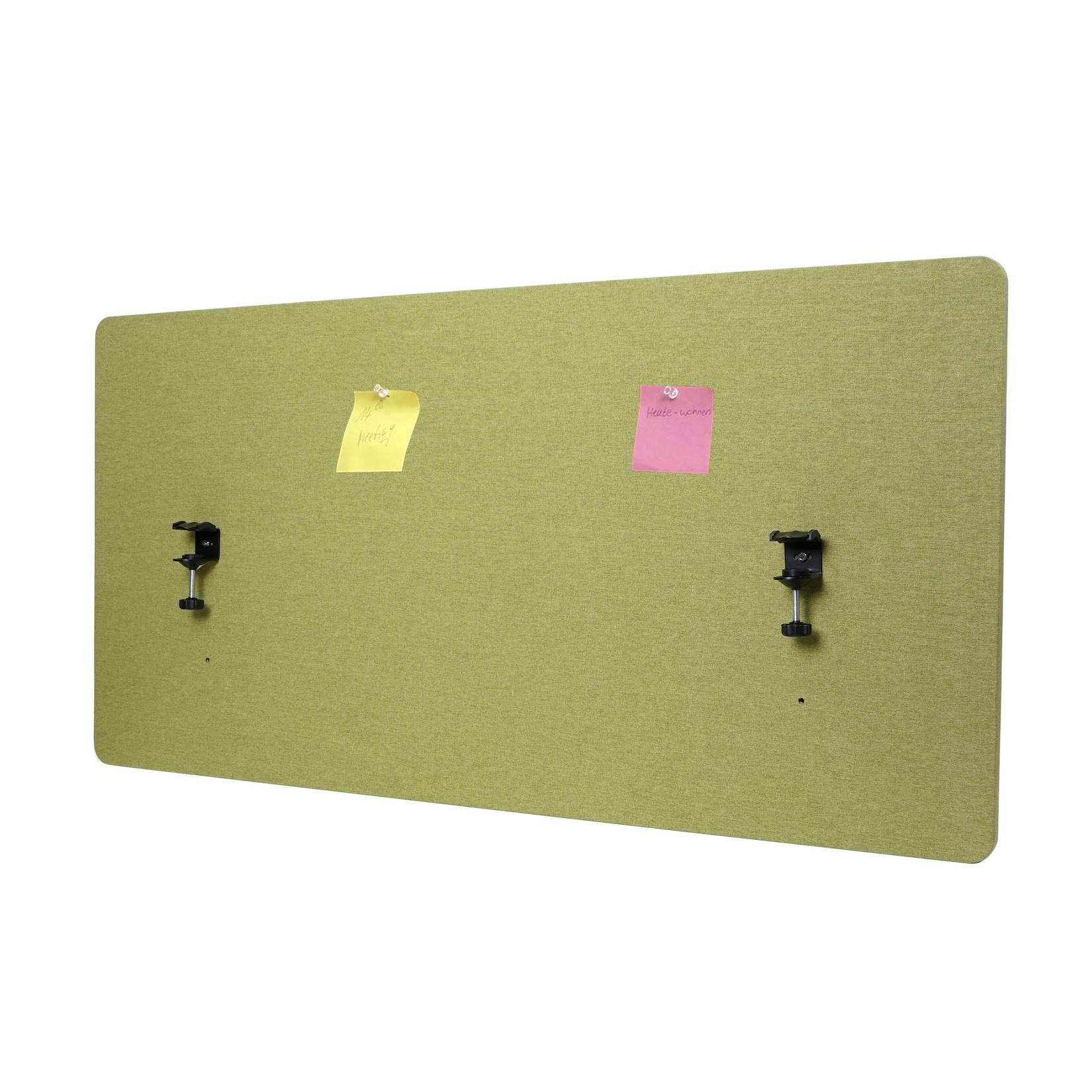 Akustik-Tischtrennwand MCW-G75, Büro-Sichtschutz Schreibtisch Pinnwand, doppelwandig Stoff/Textil ~ 60x120cm grün