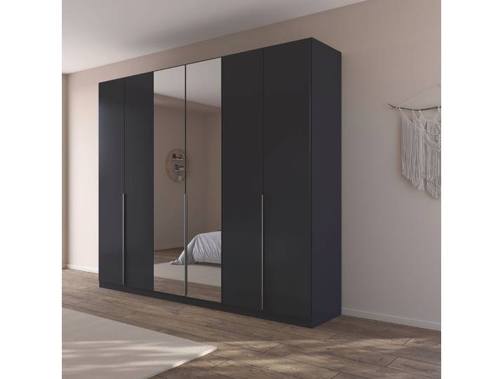 Drehtürenschrank, Holzwerkstoff, Graumetallic, 271×229×54 cm, Mit Spiegeltüren, Klassisch, Rauch