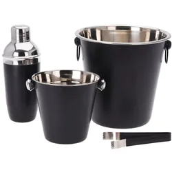 WellHome - Cocktail-Eiskübel-Set aus mattschwarzem Edelstahl