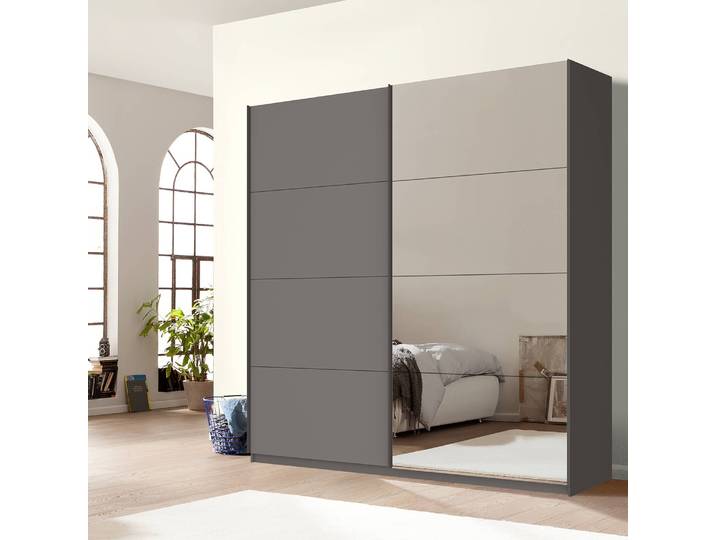 Schwebetürenschrank pure reflect+ 225 x 222cm Beige/Graphit 2 Türen