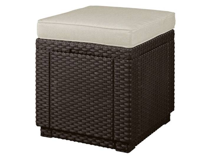 Siège - KETER - Cube avec coussin - marron - rangement intégré - coussin beige