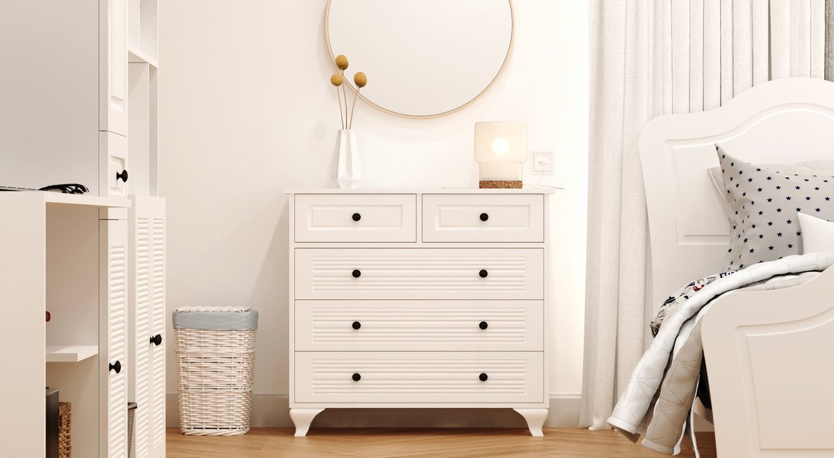 IZEL COUNTRY LADENKAST – Houten ladekast in country stijl voor de slaapkamer, woonkamer of hal