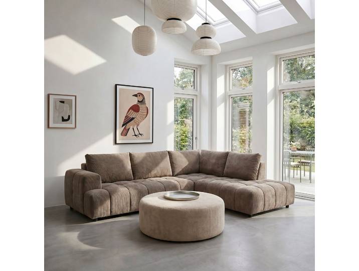 L-Form Ecksofa Rechts Ocean - Stoff Taupe, 295 cm