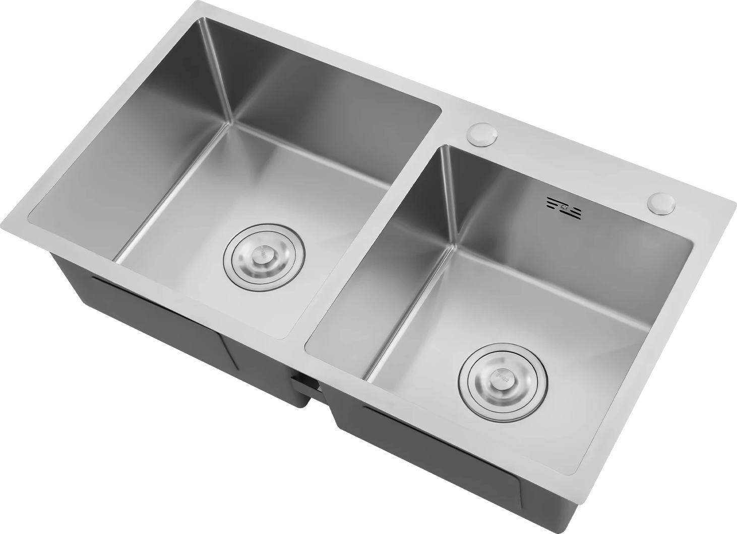 Küchenspüle, Doppelbecken, Rostbeständiges Design, Silber