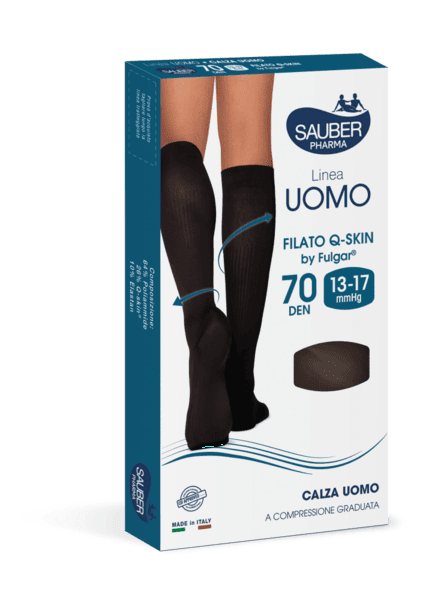 Sauber Pharma Sauber Linea Uomo Calza Anatomica Filato Q-SKIN 70 Den Taglia G Nero