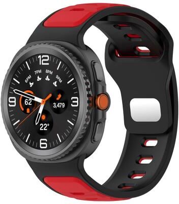 Everyday Crate Samsung Galaxy Watch8 Classic Silicone Watch Band Dual Color Adjustable Sport Strap black Red