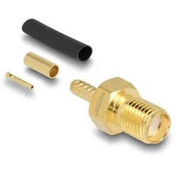 DeLOCK SMA Buchse zum Crimpen RG-174 / RG-316 mit passendem Schrumpfschlauch