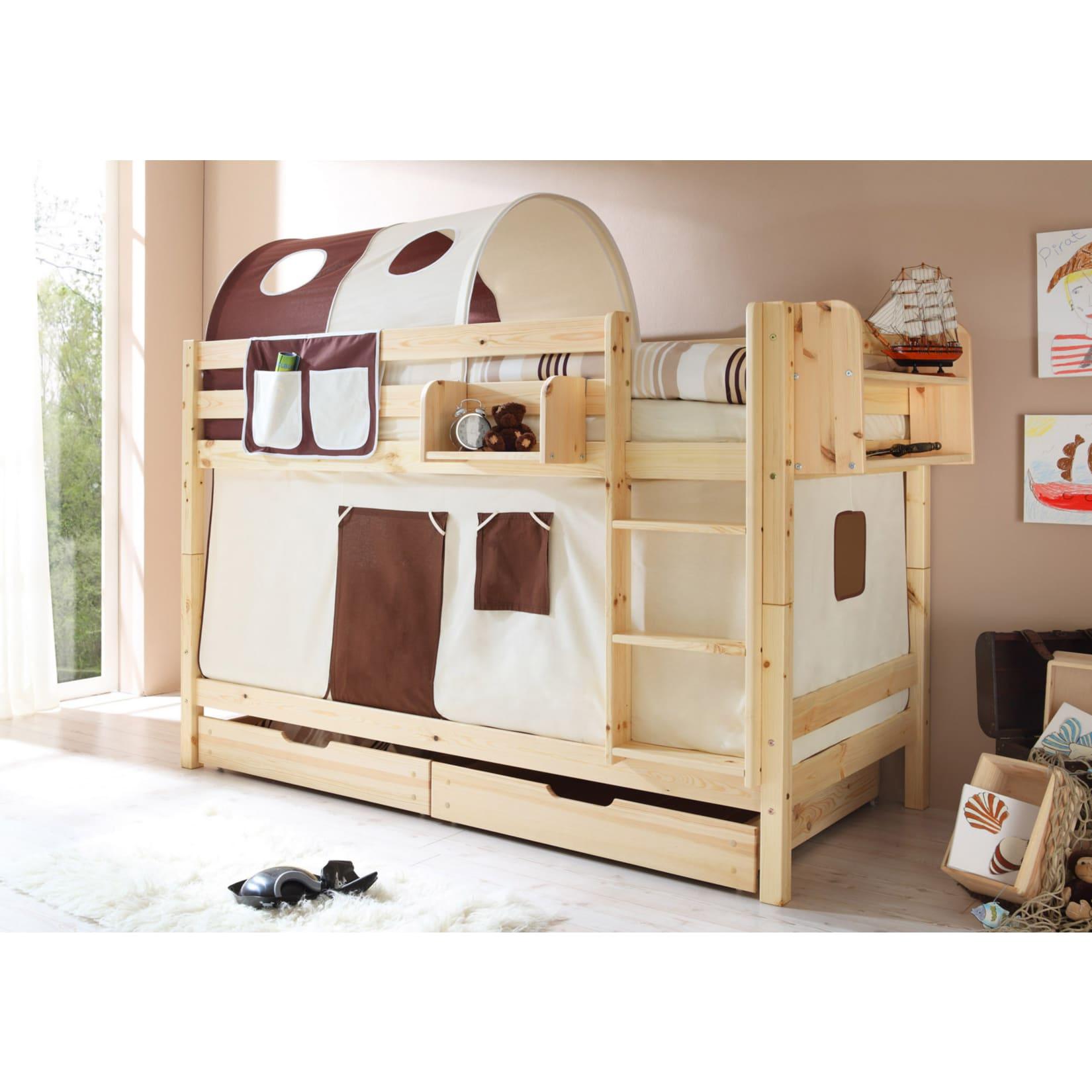TiCAA Etagenbett "Marcel" Kiefer Natur Classic