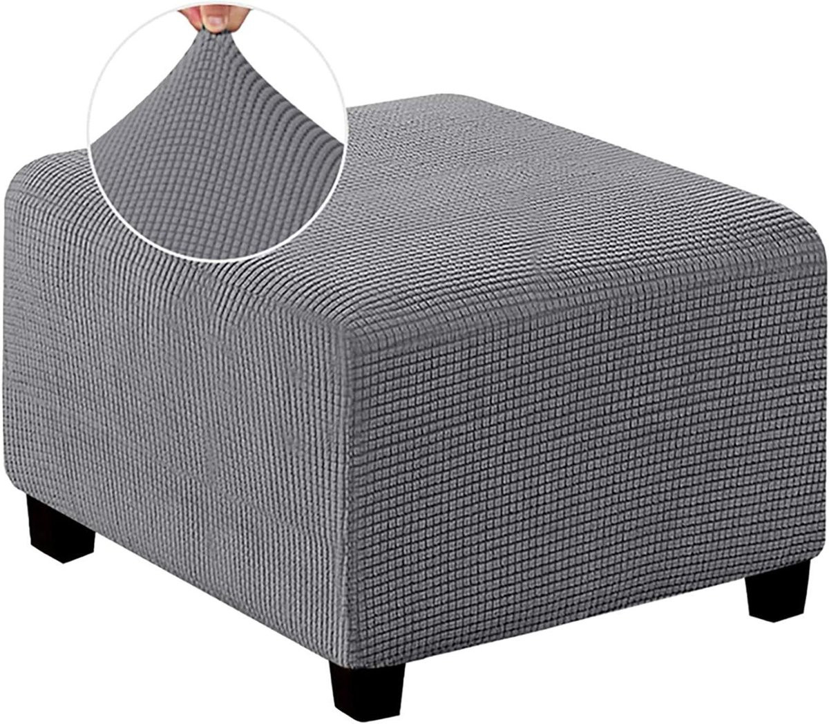 Grijs Zitzakhoes Vierkant - Ottomaanse hoes van zachte jacquard stof - Afneembaar