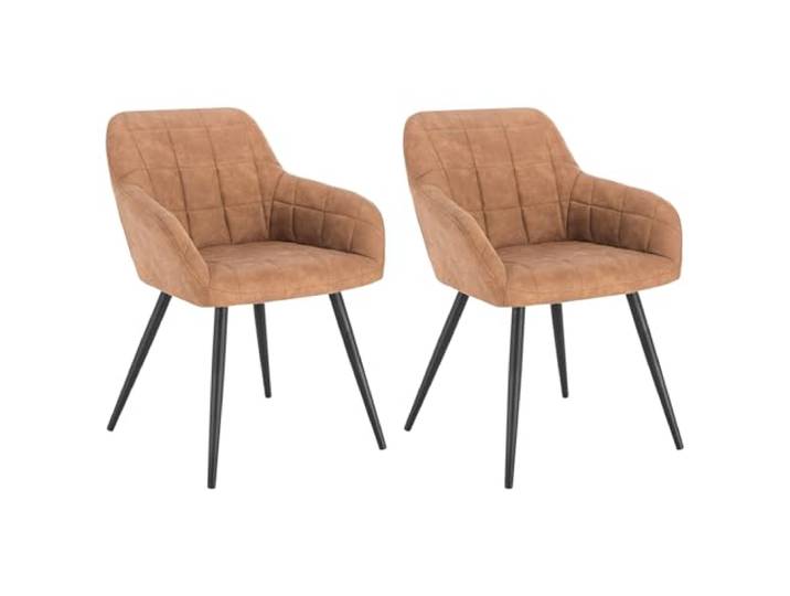 WOLTU Esszimmerstühle 2er Set Esszimmerstuhl Küchenstuhl Polsterstuhl Design Stuhl mit Armlehnen, mit Sitzfläche aus Stoffbezug, Gestell aus Metall, modern, Braun, BH224br-2