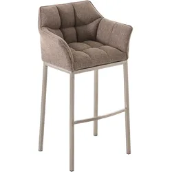 CLP Barhocker Damaso E Stoff mit 4-Fuß Gestell   Farbe: terrabraun, Gestell Farbe: edelstahl