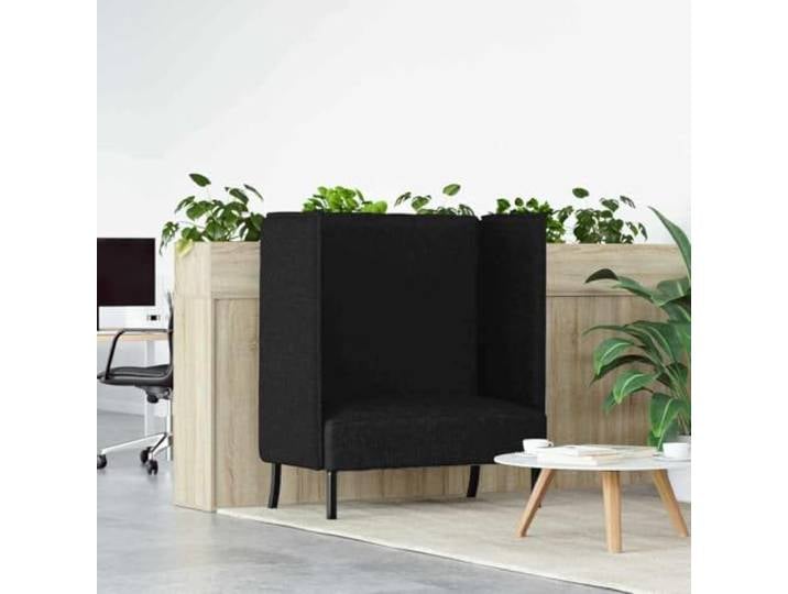 pokgdf Zweisitzer Sofa Schwarz Stoff 101cm Hohe Rückenlehne, Holzgestell, Geräuschdämpfend, Pflegeleicht, für Büro und Co-Working