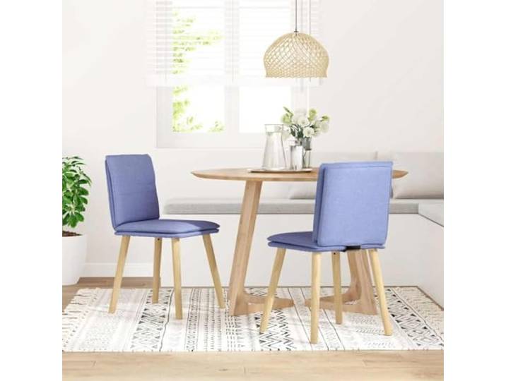 KGHERMDF Esszimmerstühle 2 STK. Jeansblau Stoff Gummibaum-Massivholz, Polyesterbezug, Dicke Schaumstoffpolsterung, Ergonomisches Design