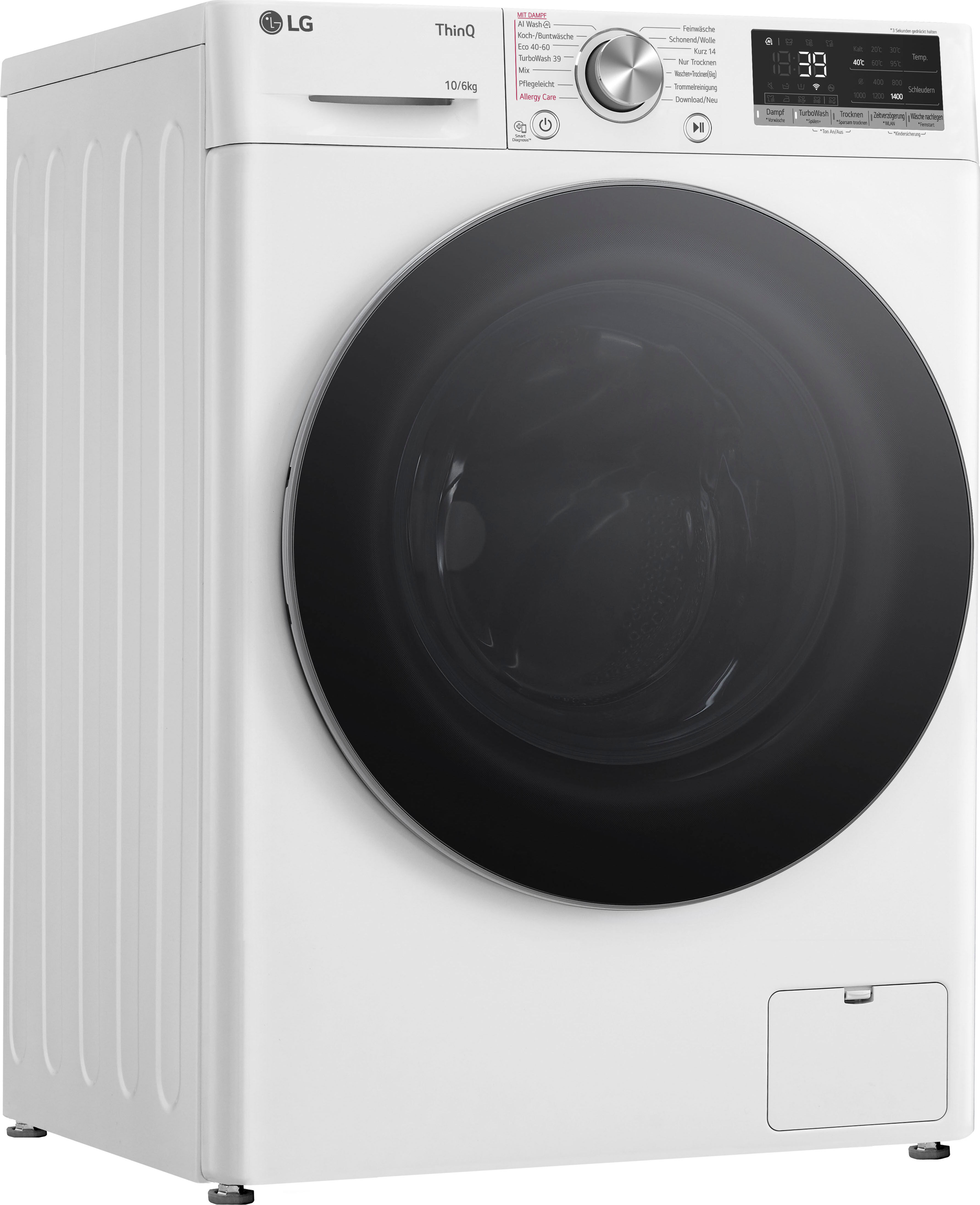 LG Waschtrockner "W4WR70X61", Wasch_Trocken_Zyklus: D, weiß, B:60cm H:85cm T:62cm, Waschtrockner, AI DD: intelligente Erkennung der Fasern für 18 % mehr Gewebeschutz, Waschtrockner