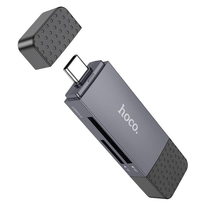 Hoco Headphone with microphone Card reader SD / TF USB A / USB C 3.0 metal gray (USB 3.0, USB-C) (CA914777)