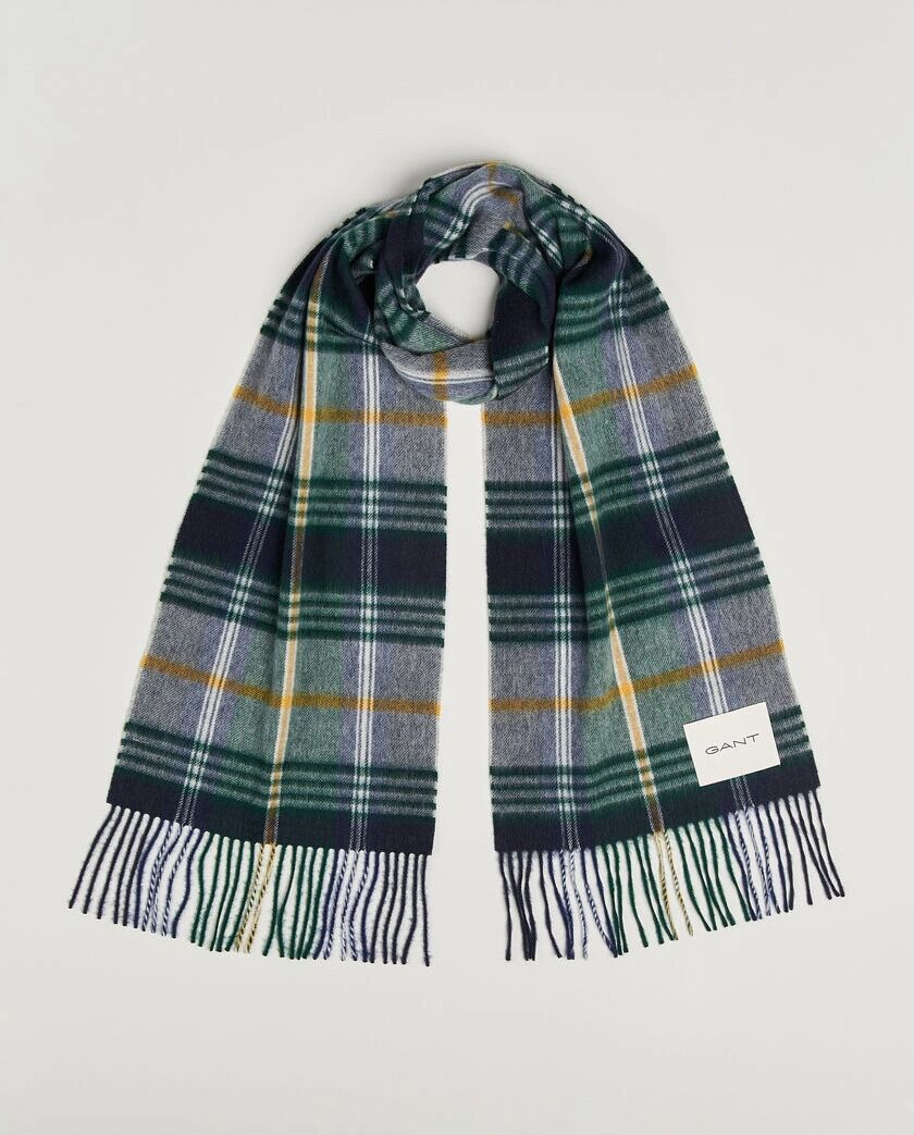 Gant Checked Wool Scarf Marine
