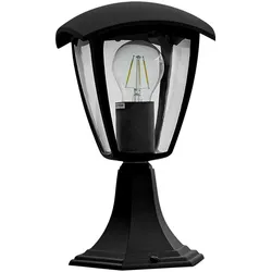Sockelleuchte Außenstehlampe Laterne schwarz Aluminium Glas Gartenlampe H 29 cm