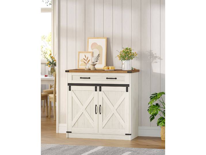 Hzuaneri Buffet, armoires de cuisine à 2 portes, armoire de cuisine autoportante avec tiroir, étagère réglable, pour entrée