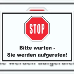 HB-Druck Stop Bitte warten Sie werden aufgerufen Aufkleber A0 (841x1189mm)