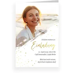 Einladungskarte Geburtstag: Summerbrush mit Foto in Weiß