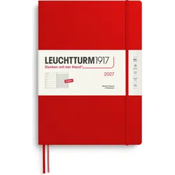 Leuchtturm 1917 Wochenkalender & Notizbuch liniert Hardcover 2027 EN A4+, rot