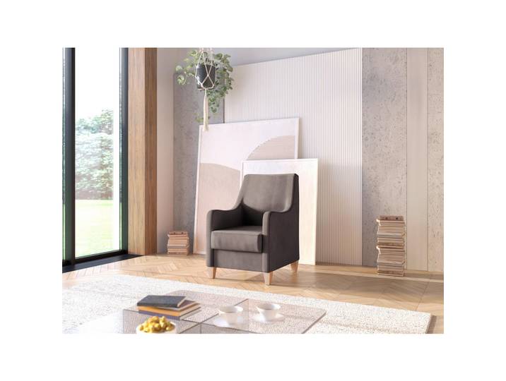 Sessel, Braun, 70x93x75 cm, Textil & Buche, Gepolsterte Armlehnen, sit&more