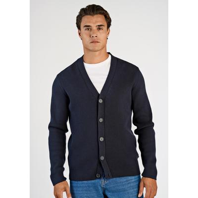 Cardigan LINDBERGH "Cardigan Relaxed Fit", Herren, Gr. XL, blau (navy), Obermaterial: 80% Baumwolle, 20% Polyester, unifarben, Strickjacken
