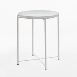 ITALIAN DESIGN Nordic Plate Beistelltisch im italienischen Design, weiß, 42 x 42 x 52 cm
