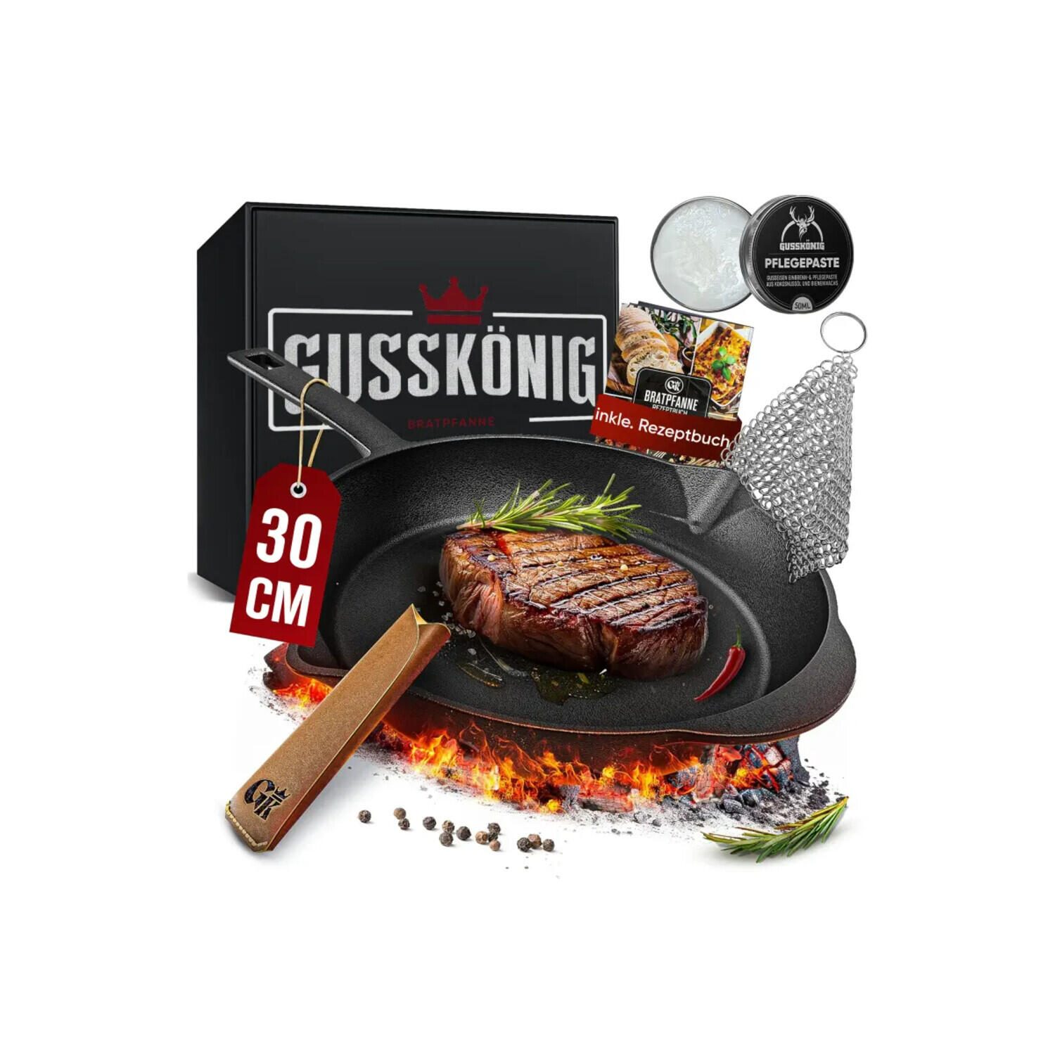 GUSSKÖNIG Eingebrannte Gusseisenpfanne 30cm GK-44