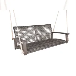DELUKE Garten-Hängebank KIEL grau - 131cm Breit, Akazie, Grau, mit Armlehne | Hängebank Garten Wetterfest Sitzbank Outdoor